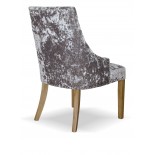 Bergen Silver DEEP Crushed Velvet Fabric Oak Chair